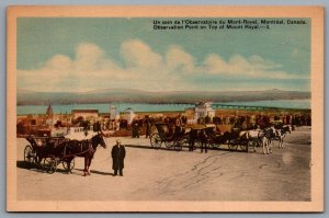 Postcard Montreal Quebec c1930s Observation Point on Top of Mount Royal Buggies