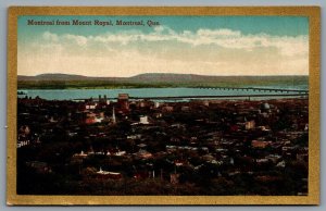 Postcard Montreal Quebec c1910s Montreal From Mount Royal Birds Eye Gold Border