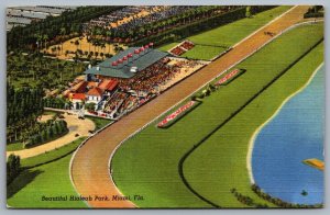 Postcard Hialeah FL c1951 Beautiful Hialeah Park Horse Racing Track Linen