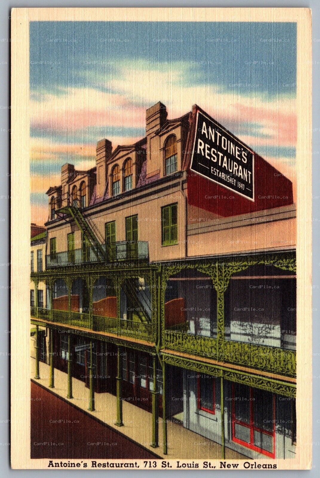 Postcard New Orleans LA c1940s Antoines Restaurant 713 St. Louis St Advert Linen