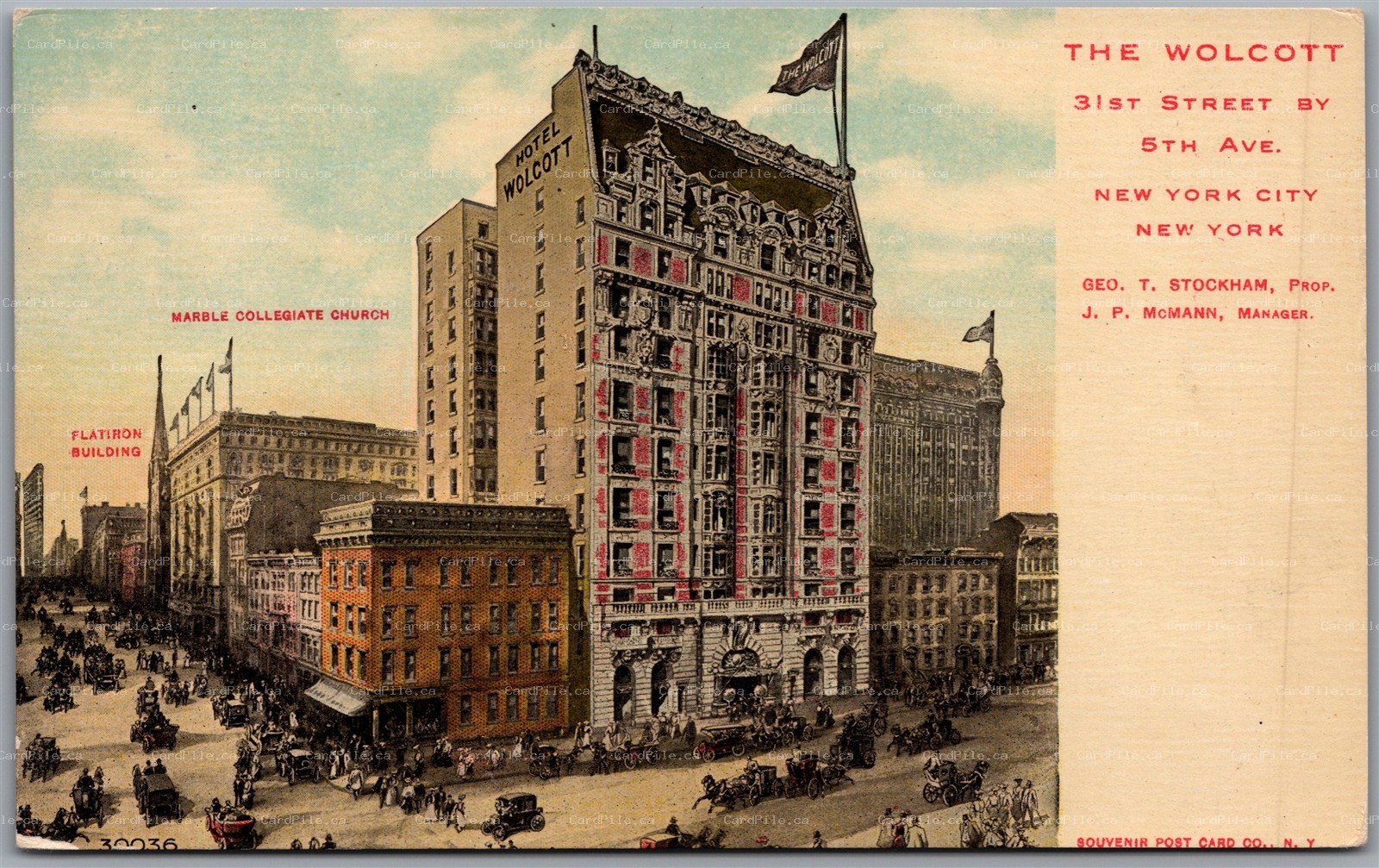 Postcard New York City NY c1910s The Wolcott 31st Street by 5th Ave. Advert