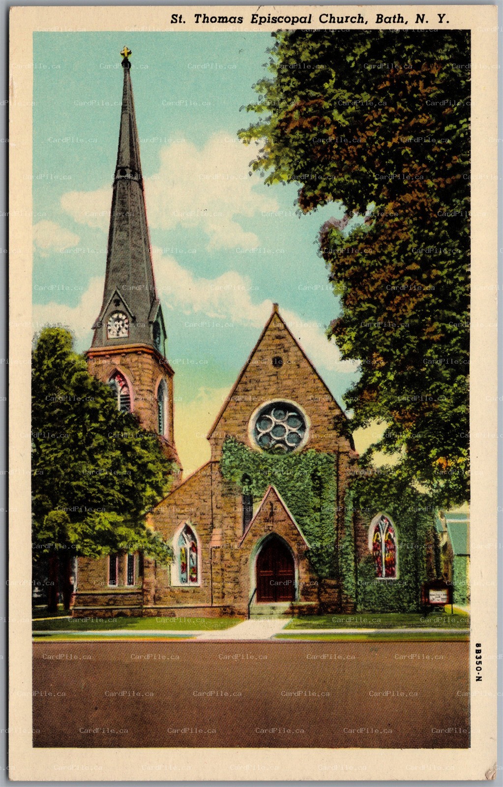 Postcard Bath New York c1948 St. Thomas Episcopal Church Steuben County
