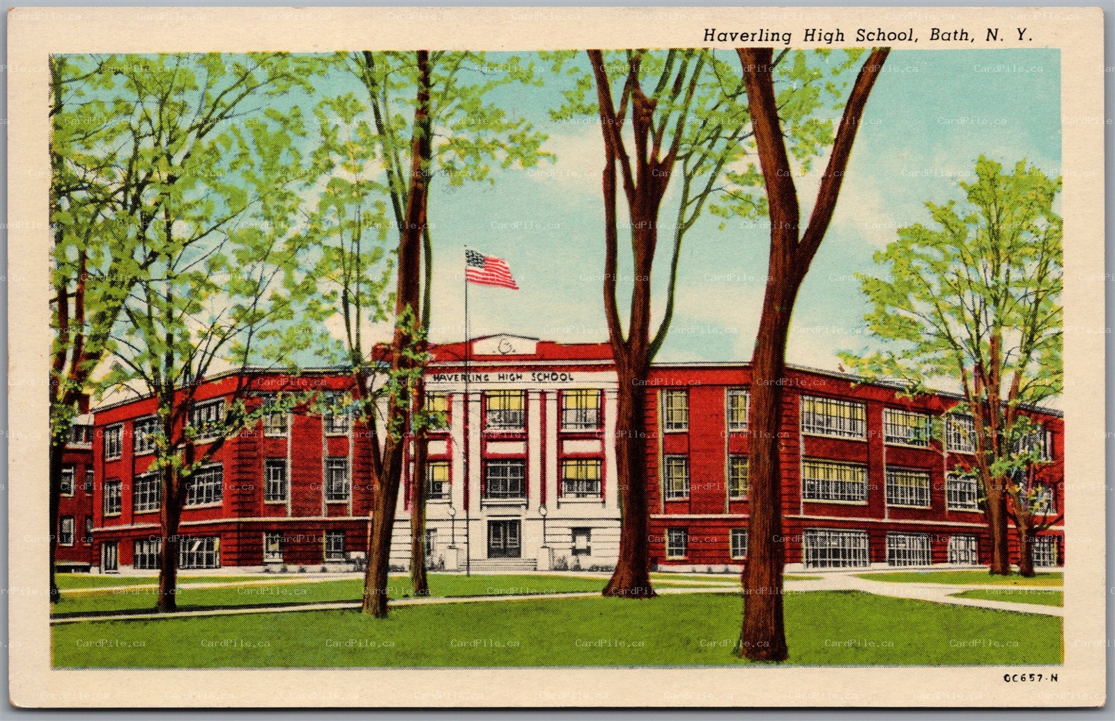 Postcard Bath New York c1950 Haverling High School Steuben County