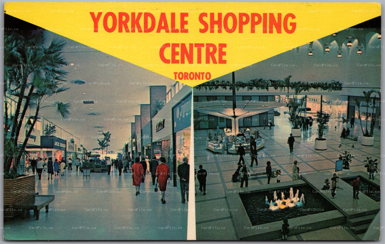 Postcard Toronto Ontario c1960s Yorkdale Shopping Centre Hwy 401 Dual View