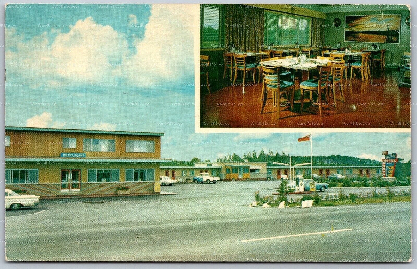 Postcard Whitefish ONT c1976 Bil Mur Motel Nickel District Highway 17 Dual View