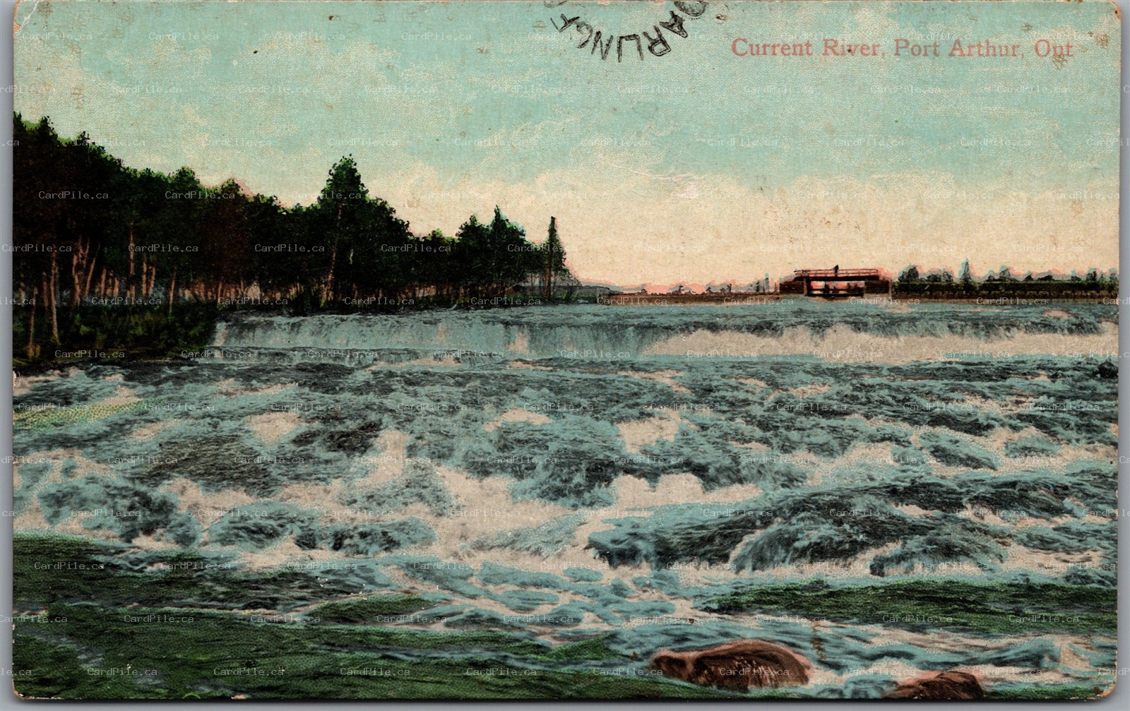 Postcard Port Arthur Ontario 1908 Current River to Darlingfod Manitoba THB