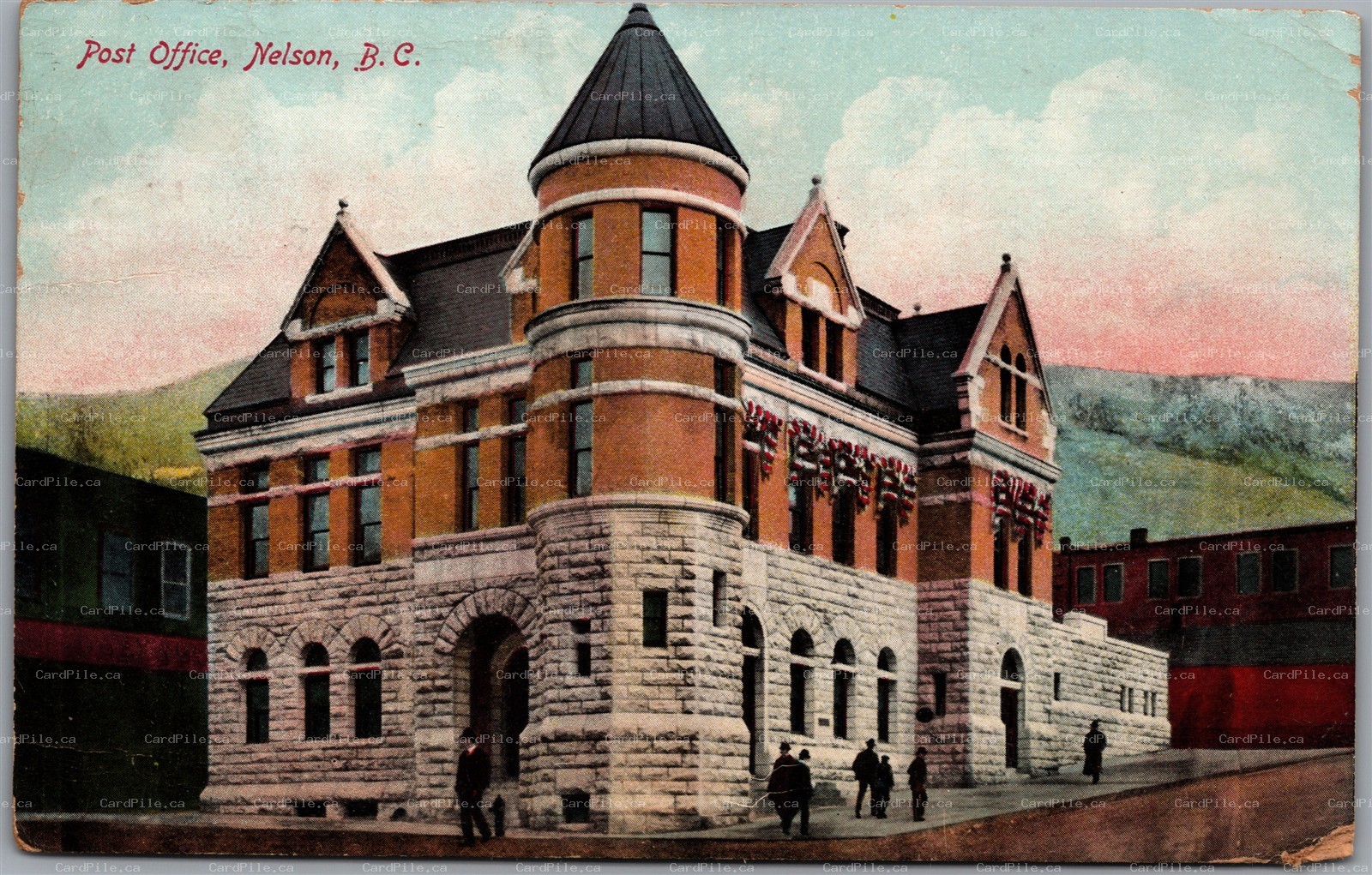 Postcard Nelson British Columbia c1910s Post Office Building *as is*