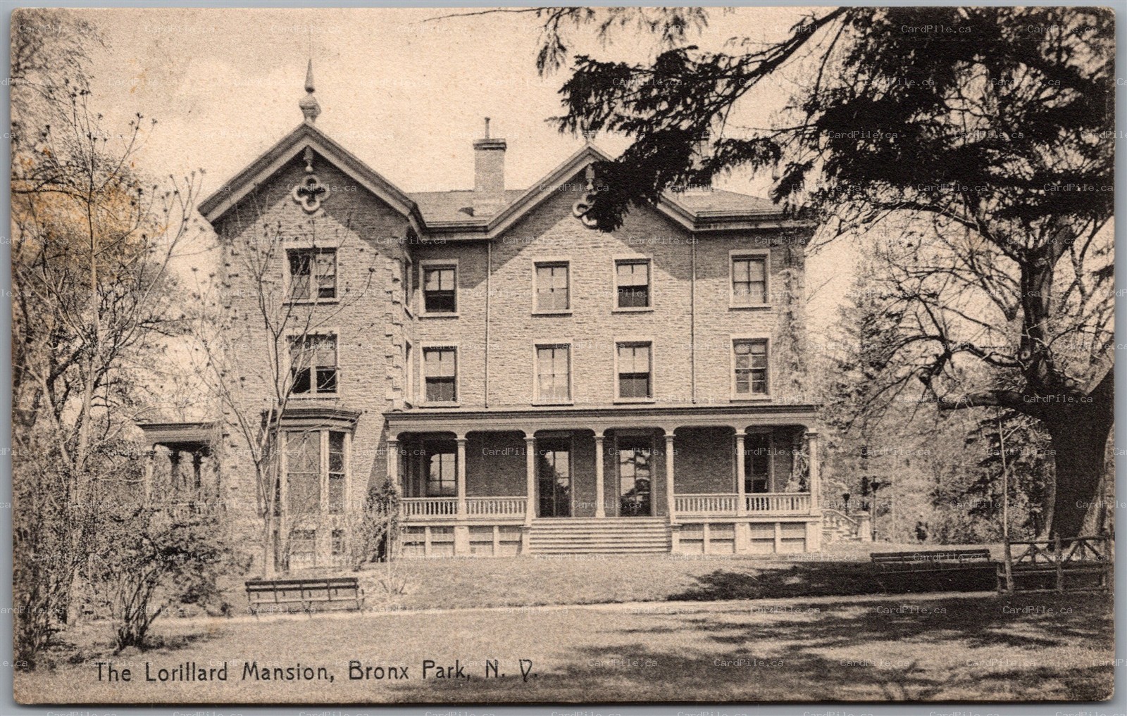 Postcard Bronx Park New York c1909 The Lorillard Mansion from Gouverneur NY