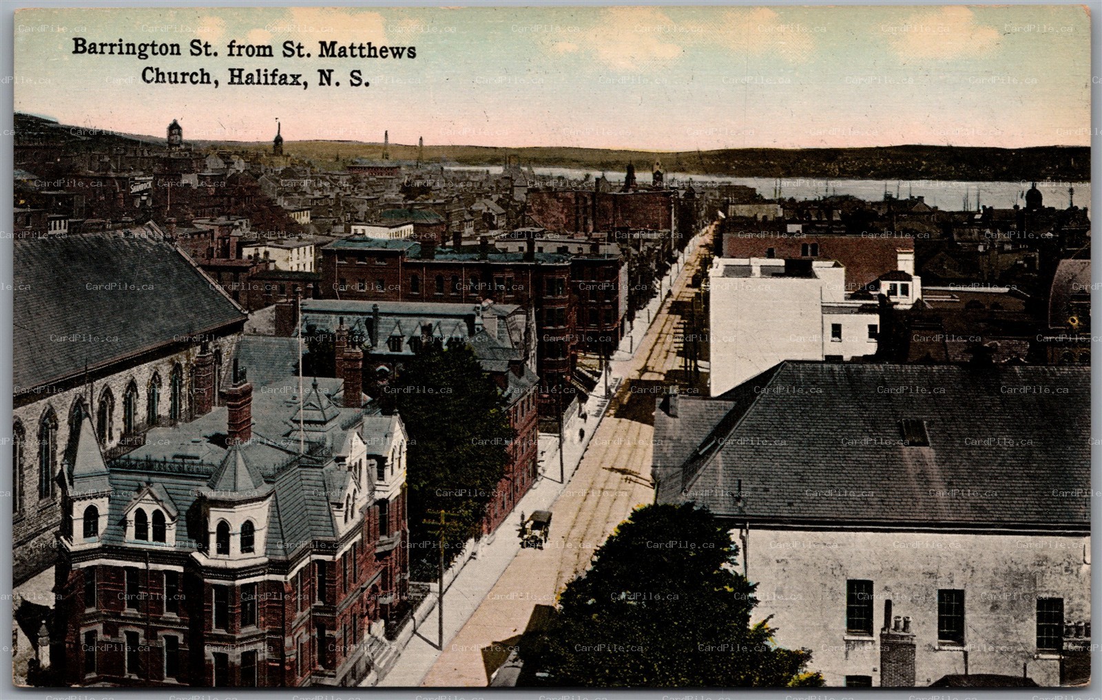 Postcard Halifax Nova Scotia c1910s Barrington St. from St. Matthews Church