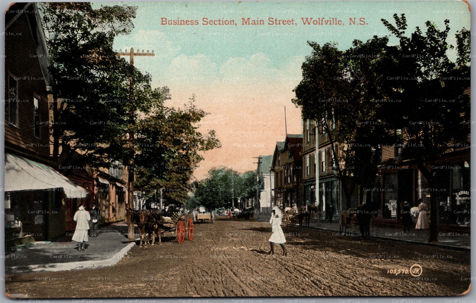 Postcard Wolfville Nova Scotia c1910s Business Section Main Street