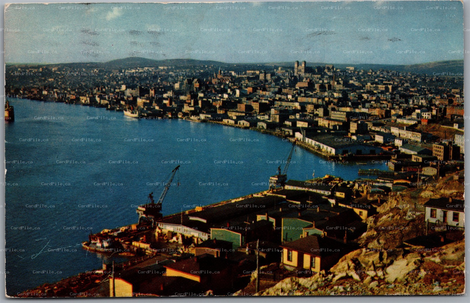 Postcard St. John's Newfoundland c1956 Scenic View from Signal Hill