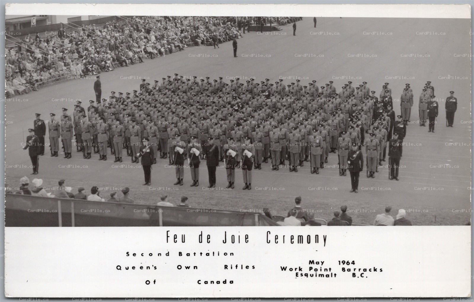 RPPC 1964 Esquimalt BC Feu de Joie Ceremony 2nd Battalion Queen's Own Rifles A