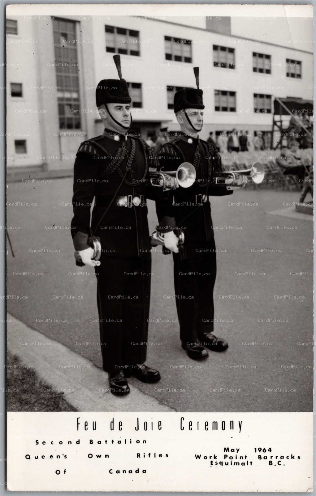 RPPC 1964 Esquimalt BC Feu de Joie Ceremony 2nd Battalion Queen's Own Rifles E