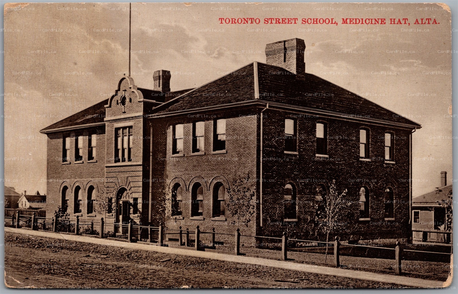 Postcard Medicine Hat Alberta c1910s Toronto Street School to Listowel Ontario