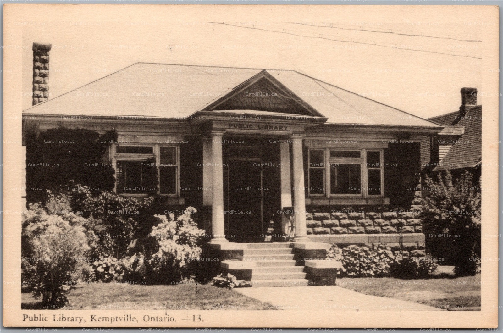 Postcard Kemptville Ontario c1940s Public Library Leeds & Grenville