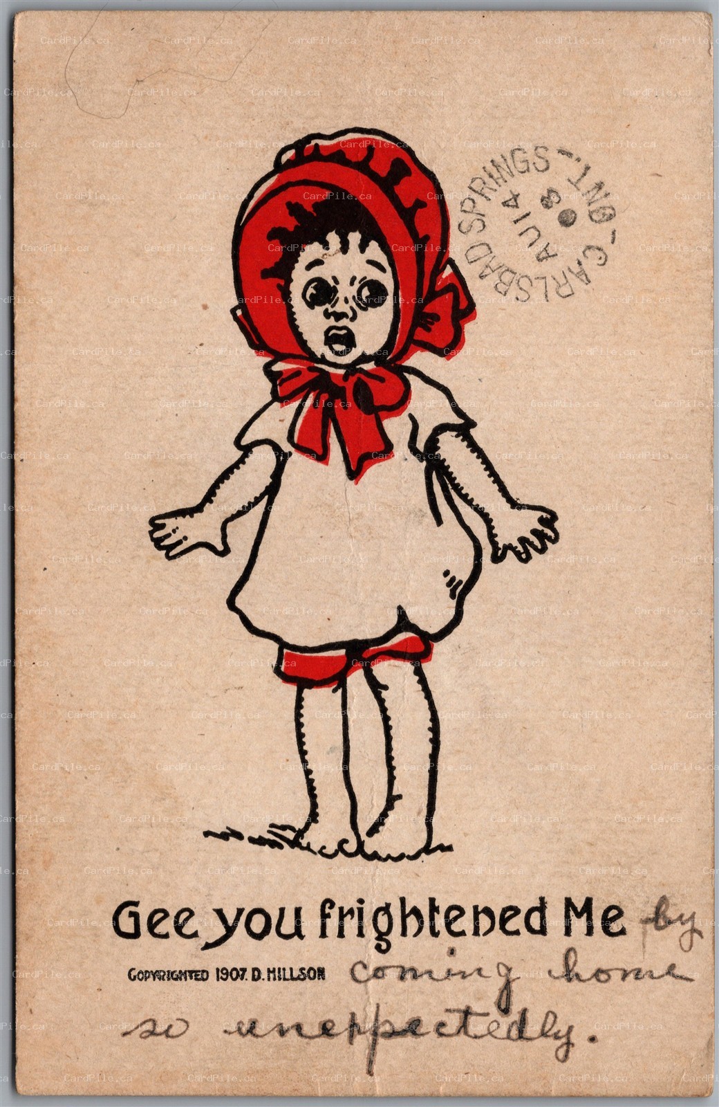 Postcard Split Ring Cancel c1908 Carlsbad Springs Ontario from Ottawa ONT ORB