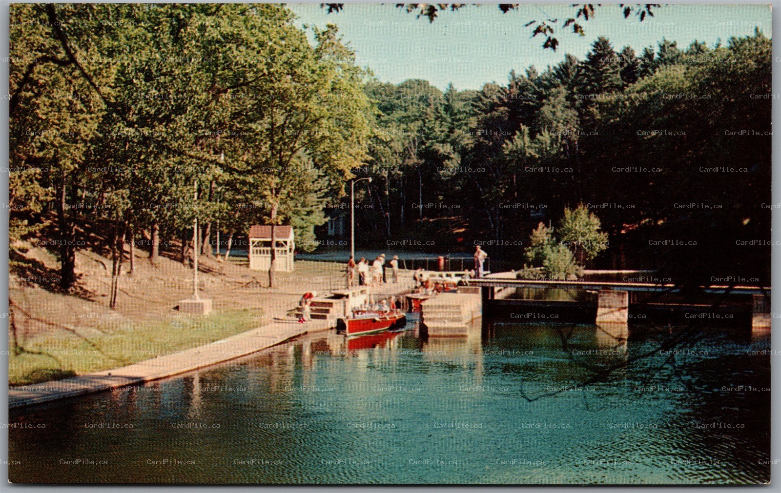 Postcard Port Carling Ontario Small Boat Locks Muskoka Lakes Scenic View