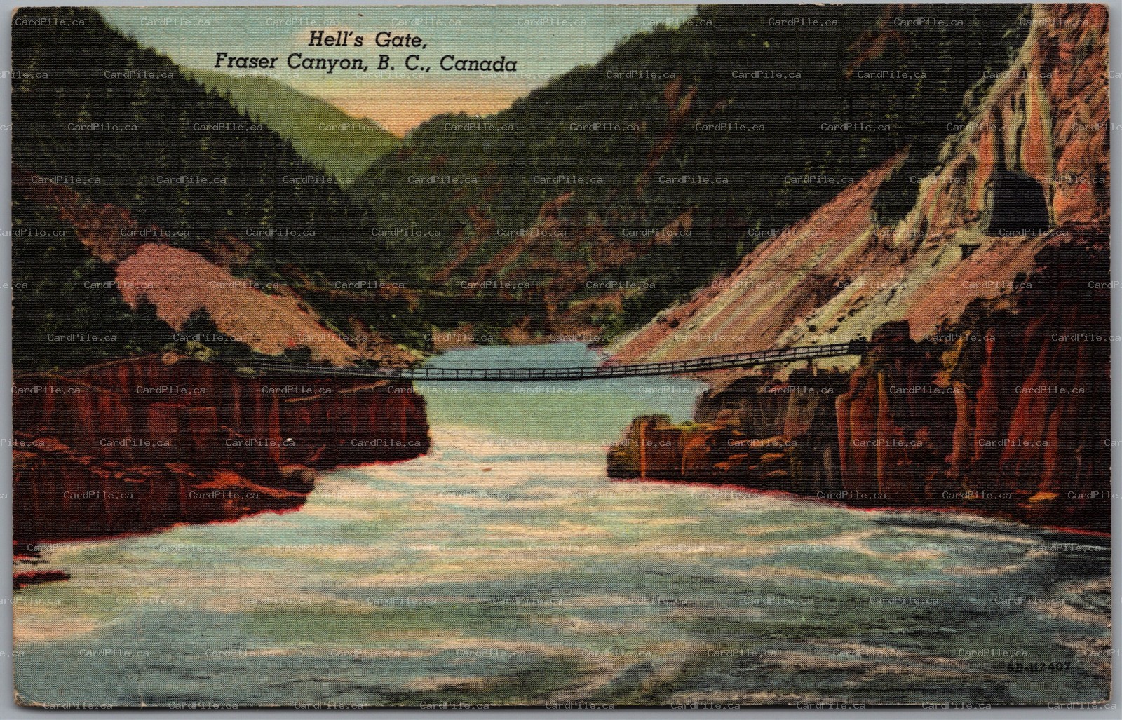  Postcard Hell's Gate British Columbia Fraser Canyon CDS Cancel Kippen Ontario