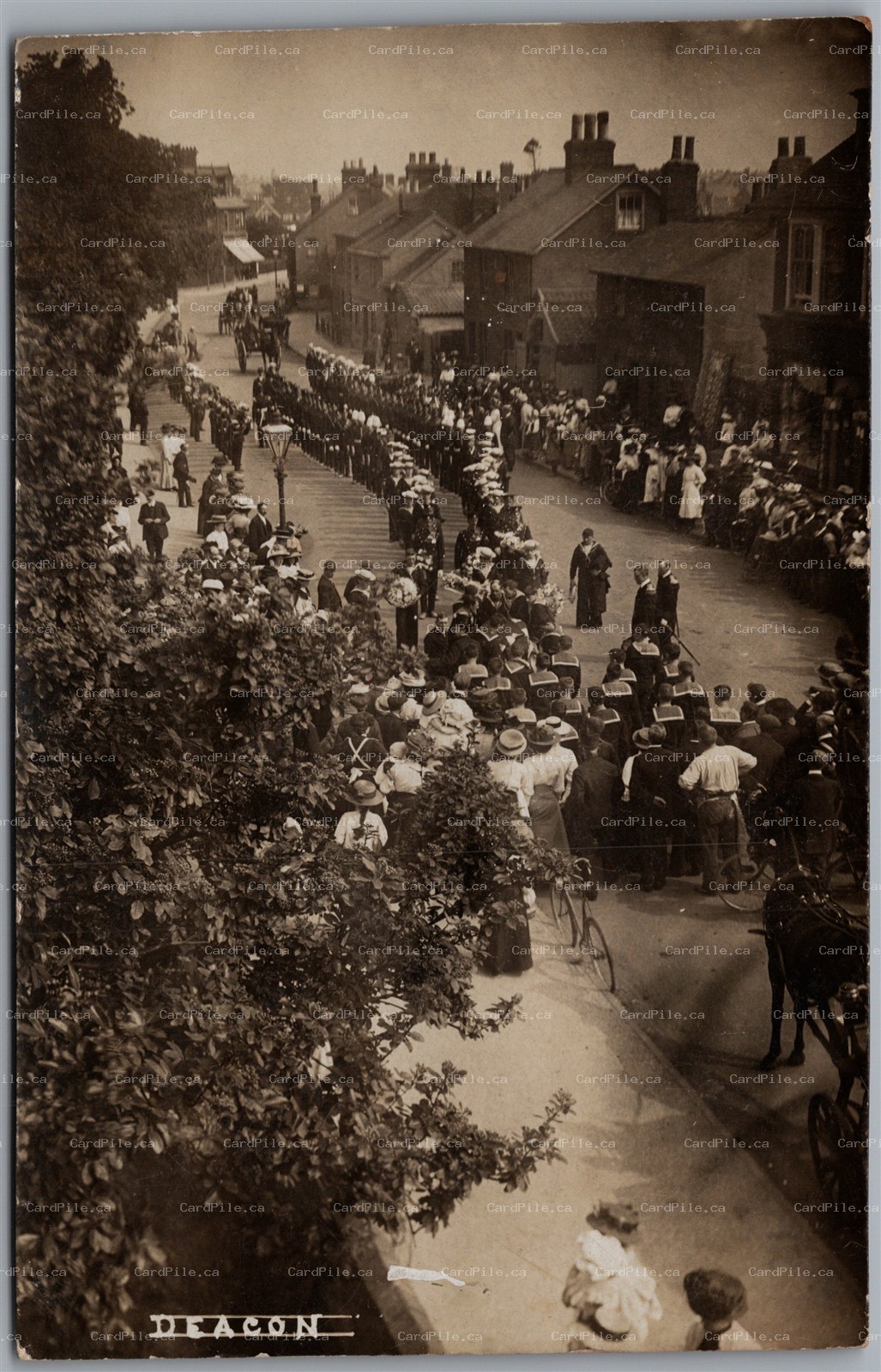 Postcard RPPC c1910s Felixstowe England Naval Funeral East Suffolk by Deacon