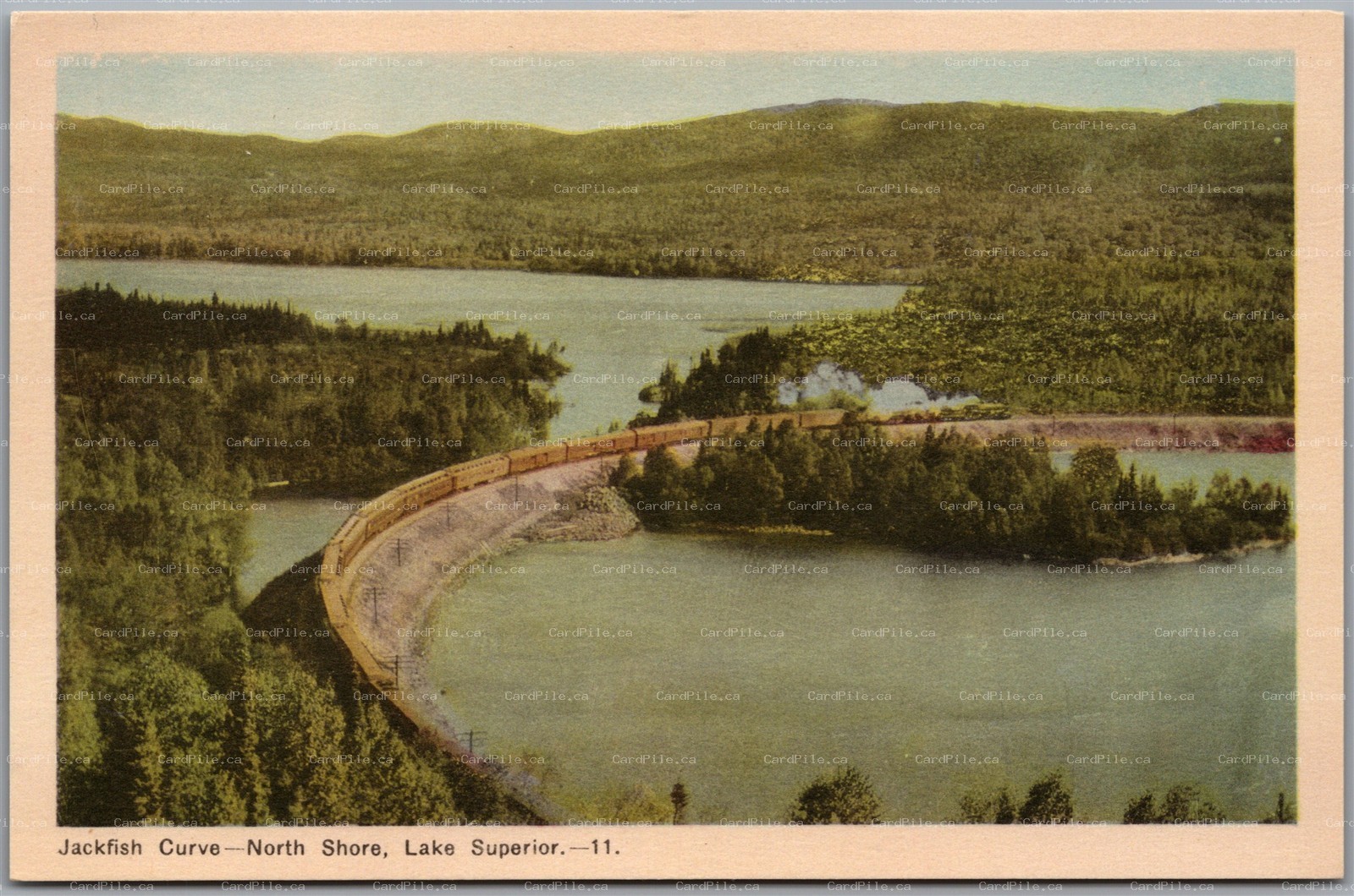 Postcard Lake Superior Ontario Jackfish Curve North Shore Train Scenic View