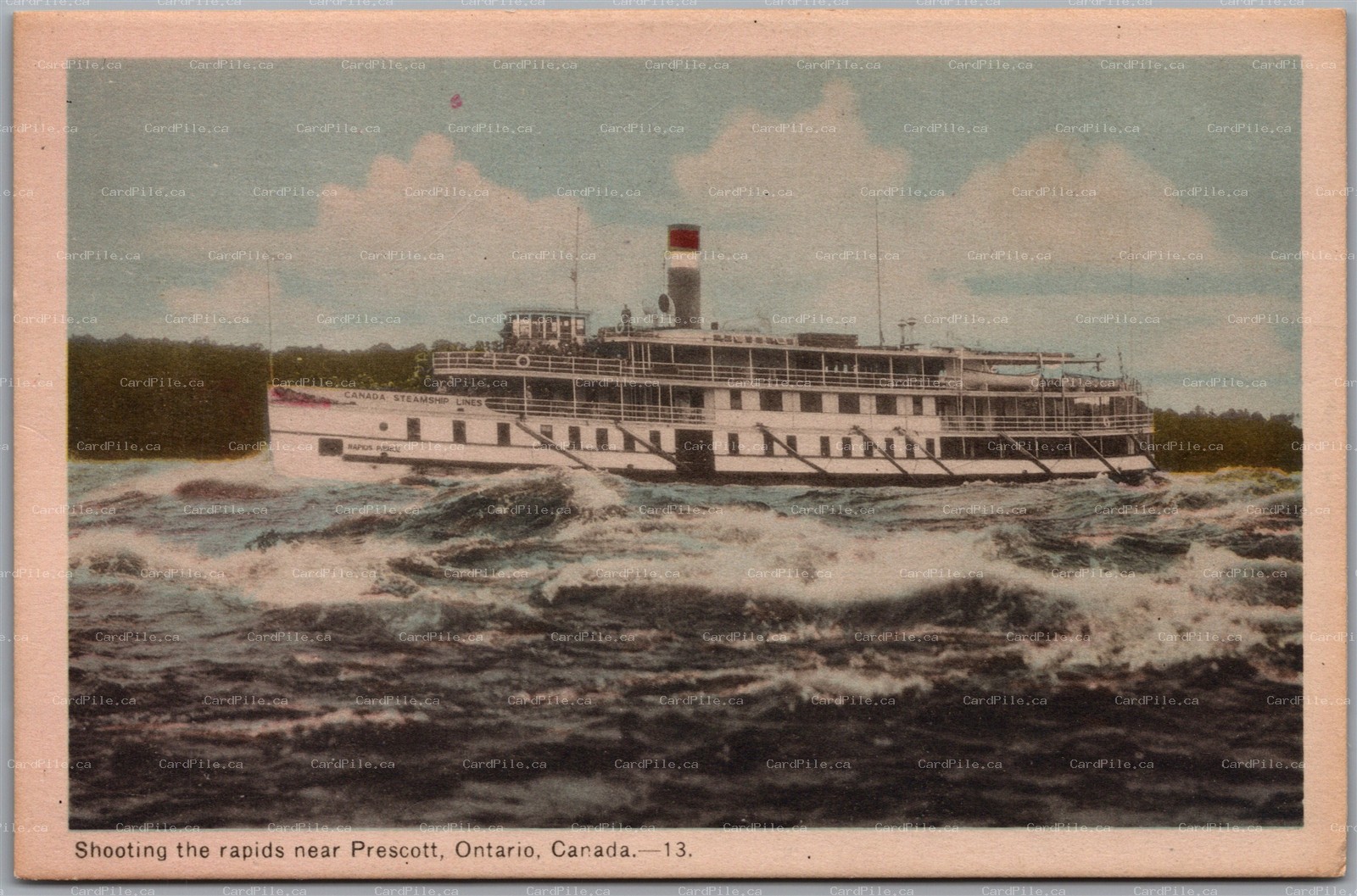 Postcard Prescott Ontario Canada Steamship Lines Steamer Rapids Prince CSL