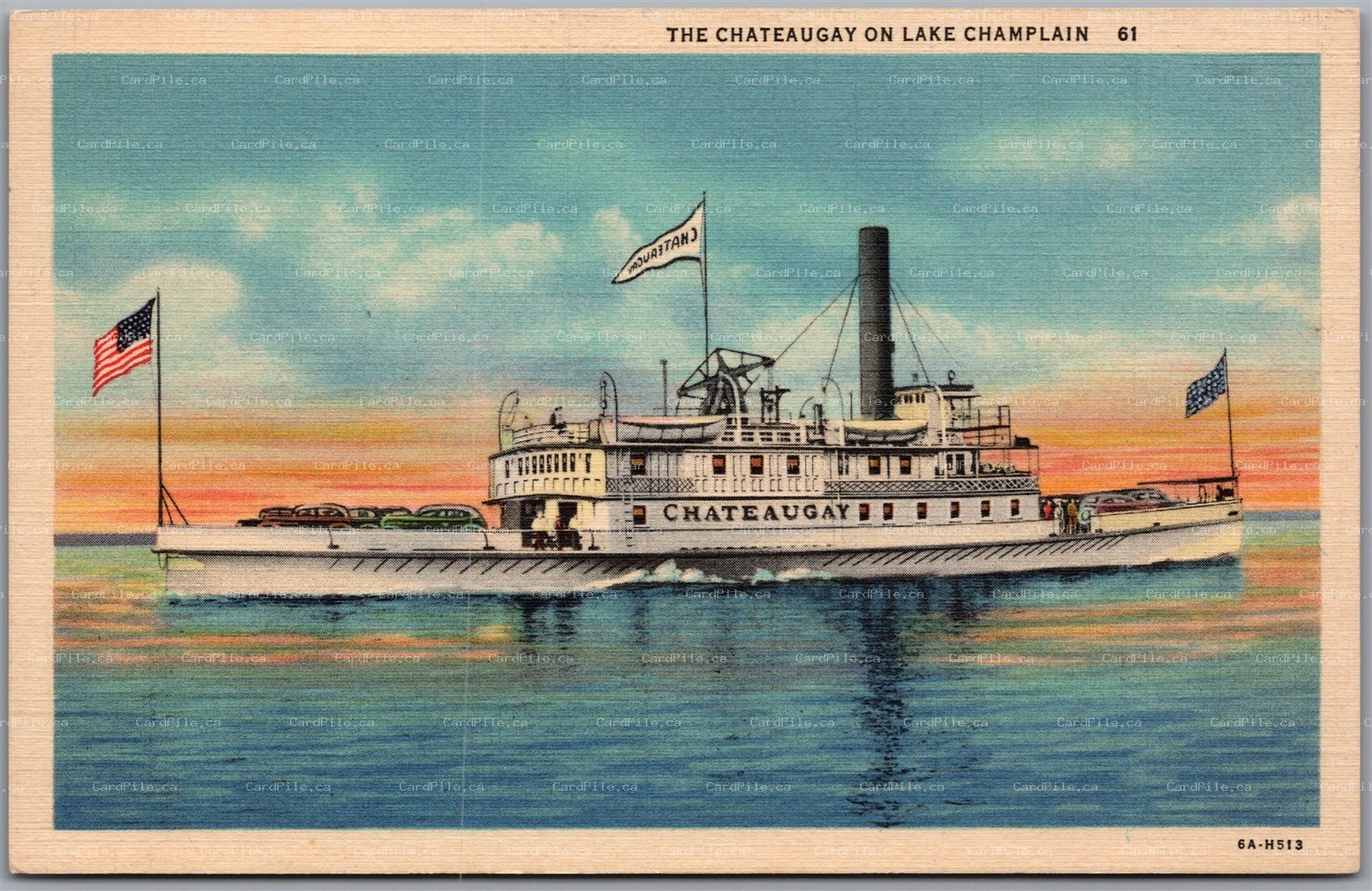 Postcard Port Kent New York Steamer Chateaugay Ferry to Burlington Vermont