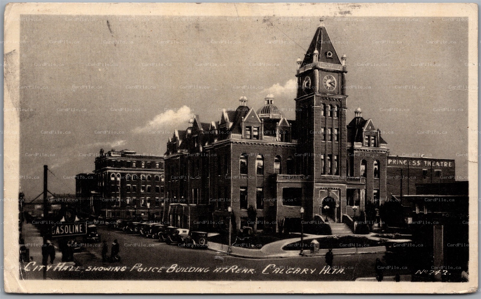 Postcard Calgary Alberta c1931 City Hall Showing Police Building at Rear