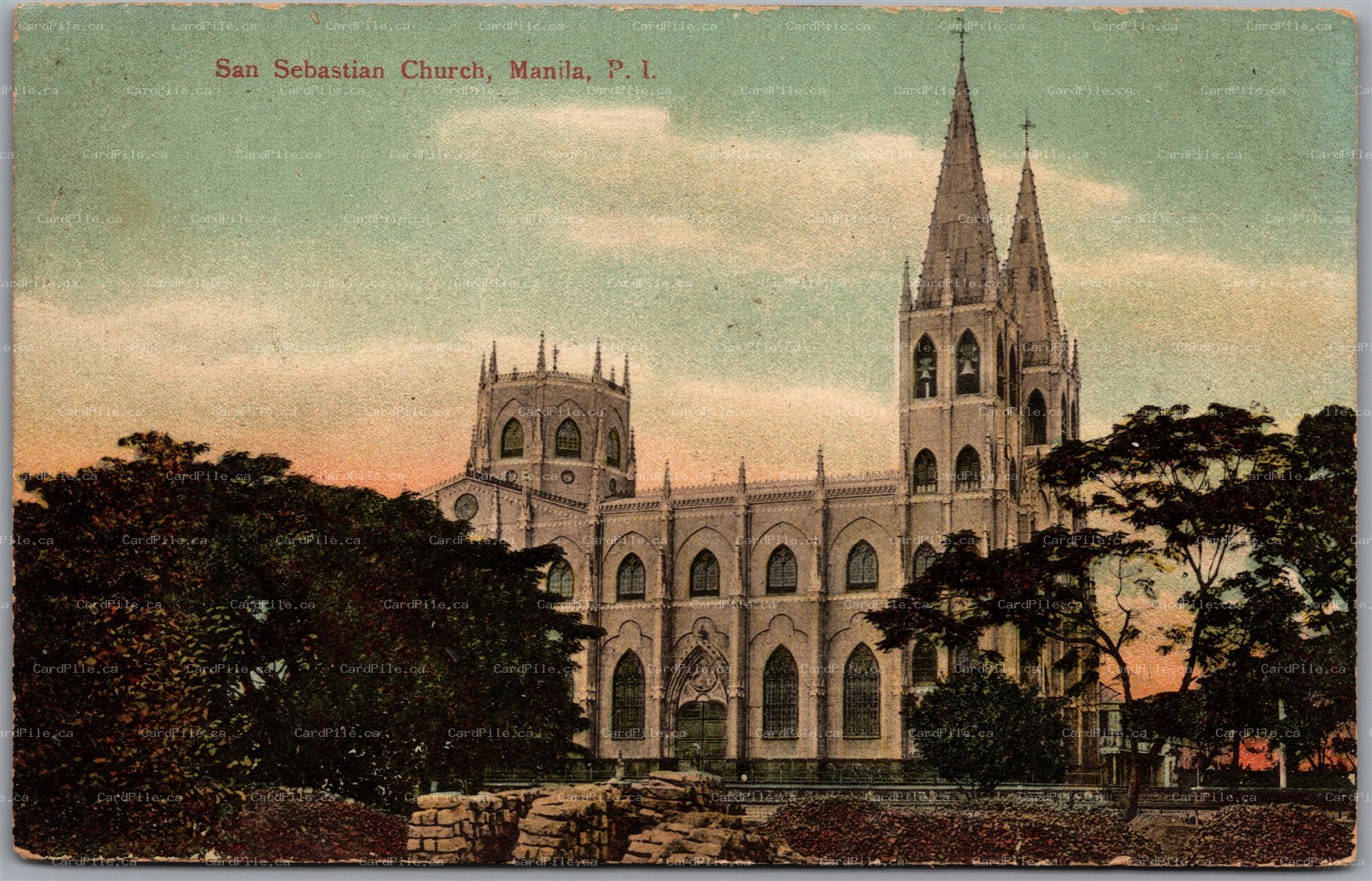 Postcard Manila Philippines c1910s San Sebastian Church