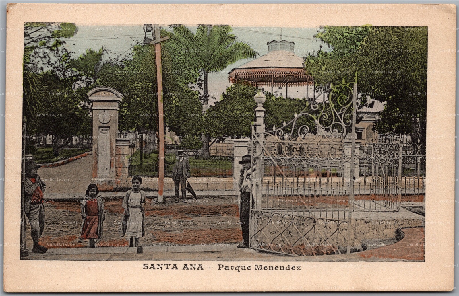 Postcard Santa Ana El Salvador c1910s Parque Men