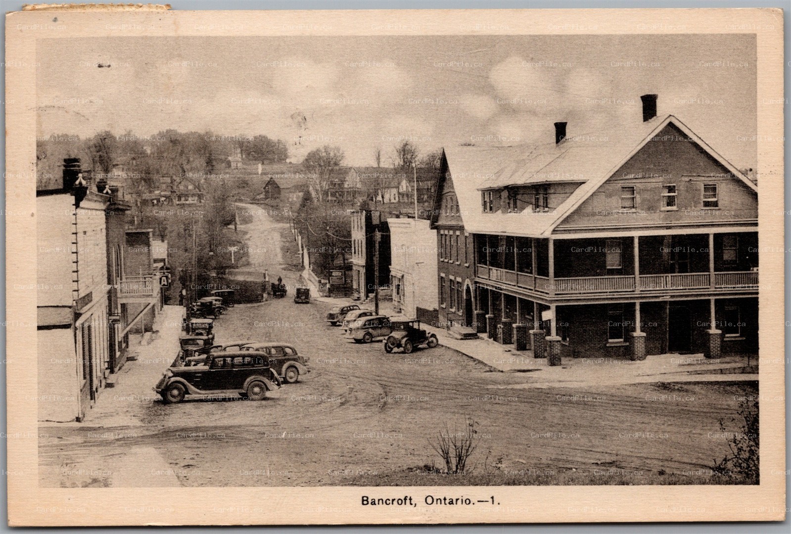 Postcard Bancroft Ontario c1939 Bridge Street Looking West Hastings County PECo