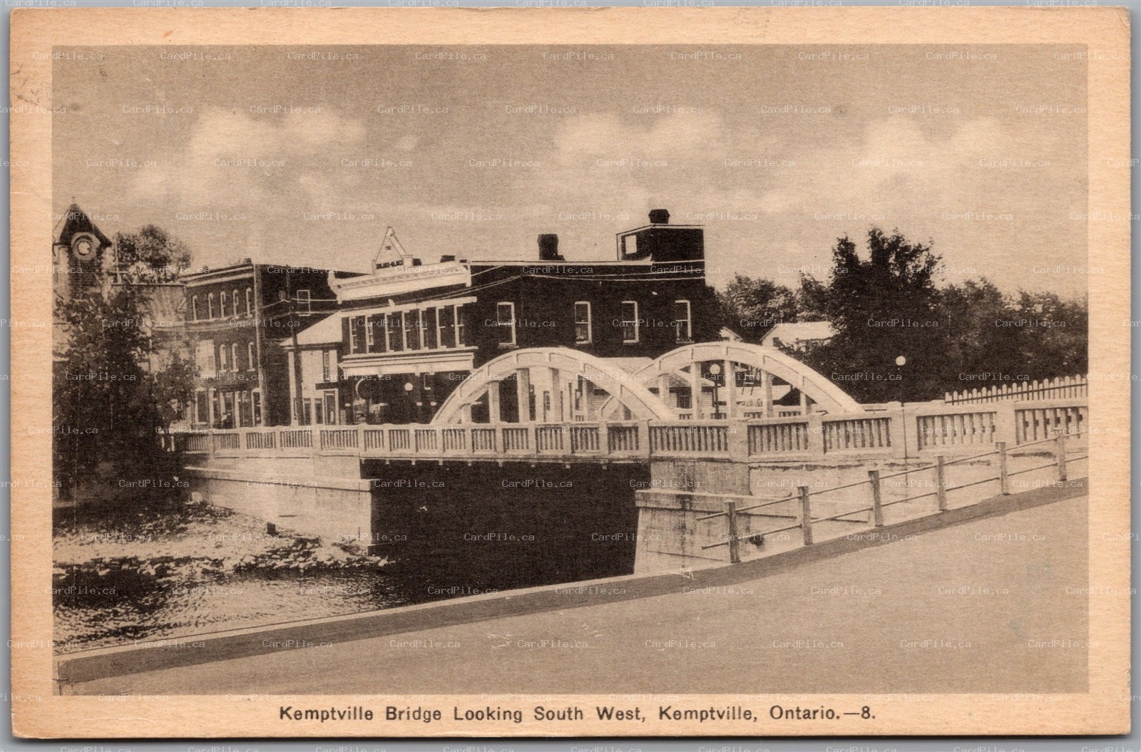 Postcard Kemptville Ontario c1940 Bridge Looking South West CDS Plum Hollow