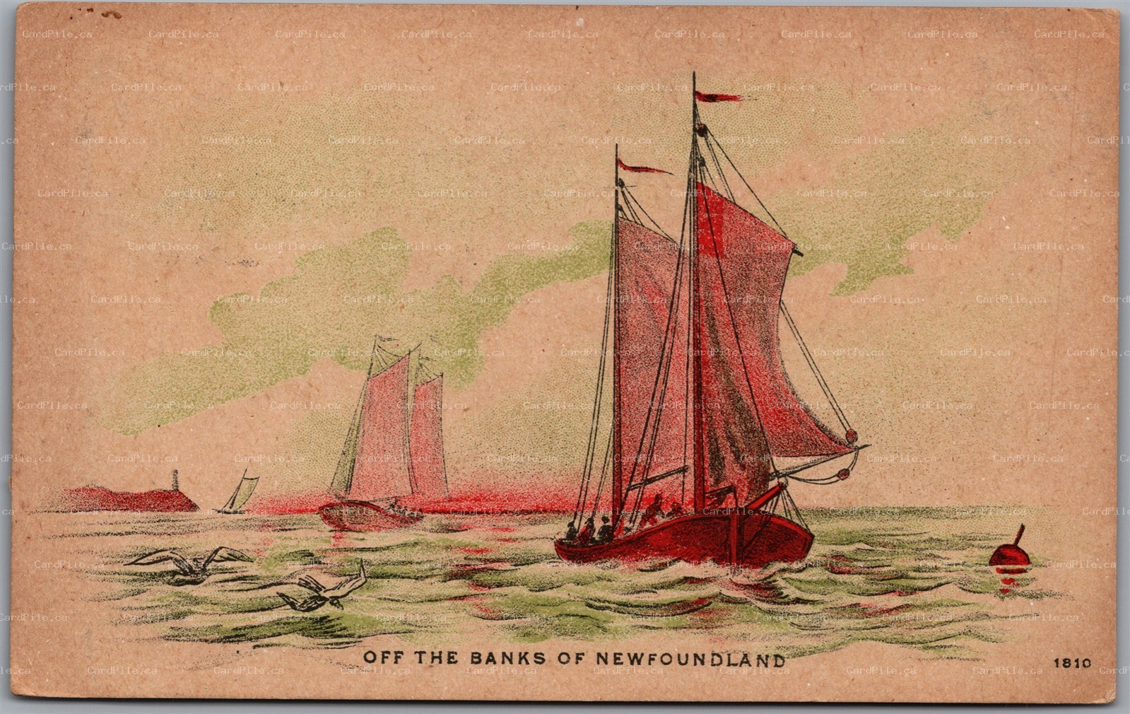 Postcard c1910 Off The Banks of Newfoundland Drawing Aurora NC to School VA
