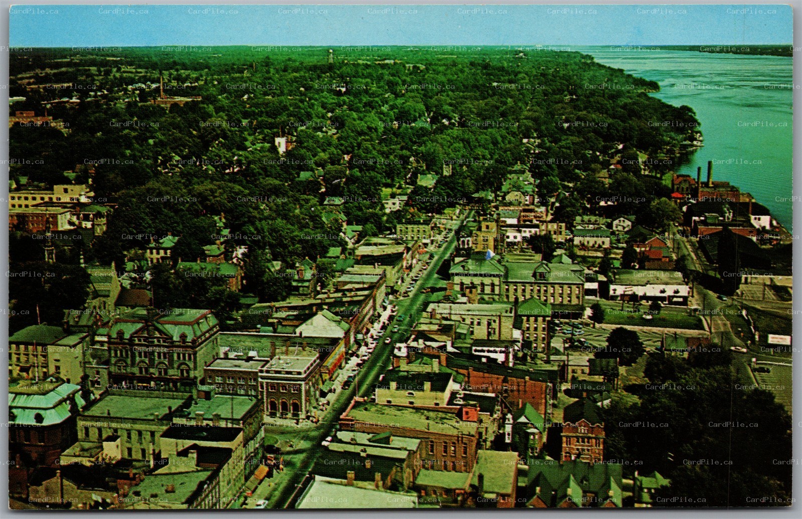 Postcard Brockville Ontario Aerial View City of the 1000 Islands St. Lawrence Ri
