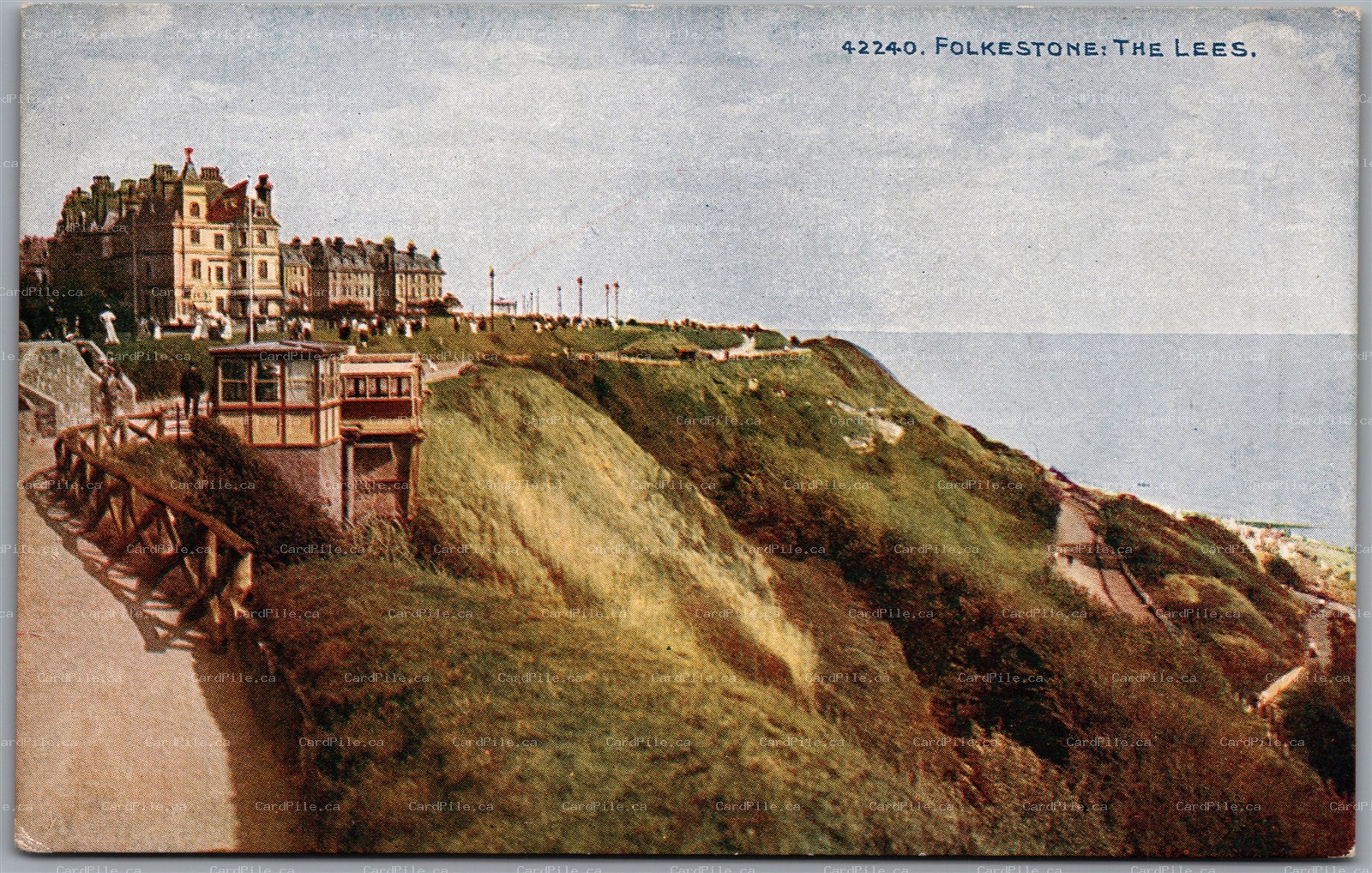 Postcard Folkestone England The Lees Cliff Promenade Kent Celesque Series