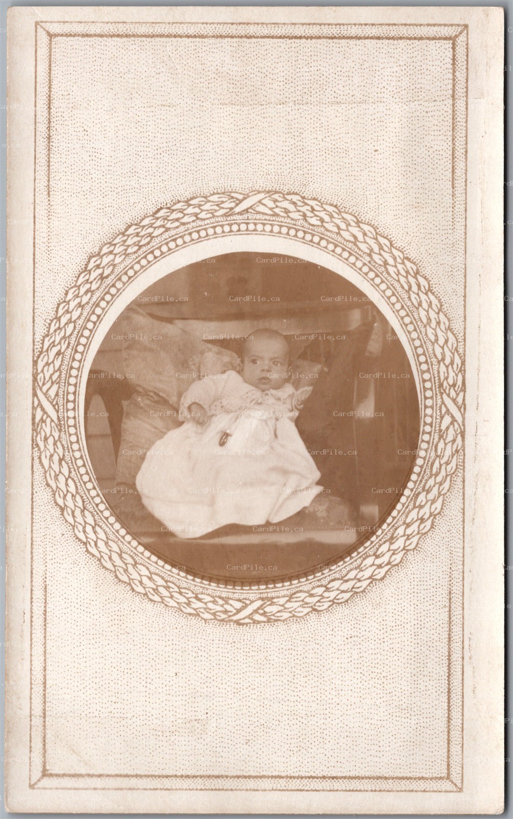 Postcard RPPC Baby Portrait in Ornate Frame AZO Stamp Box 1904–1918