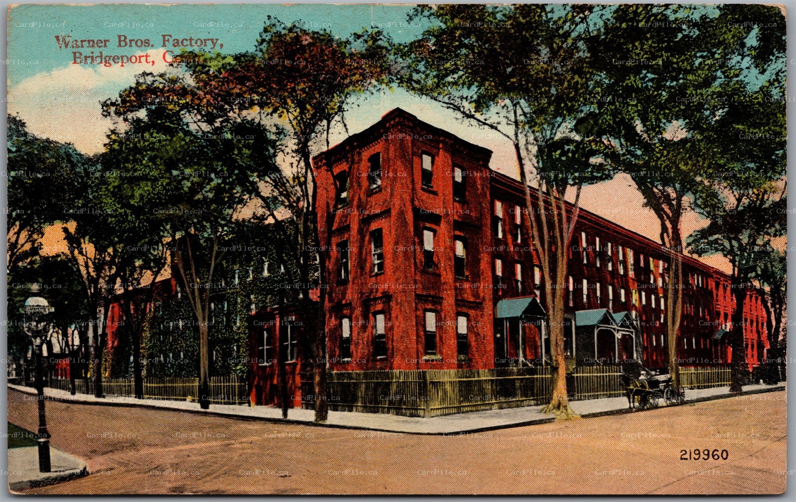 Postcard Bridgeport Connecticut Warner Bros Factory W.I. Allen Publisher