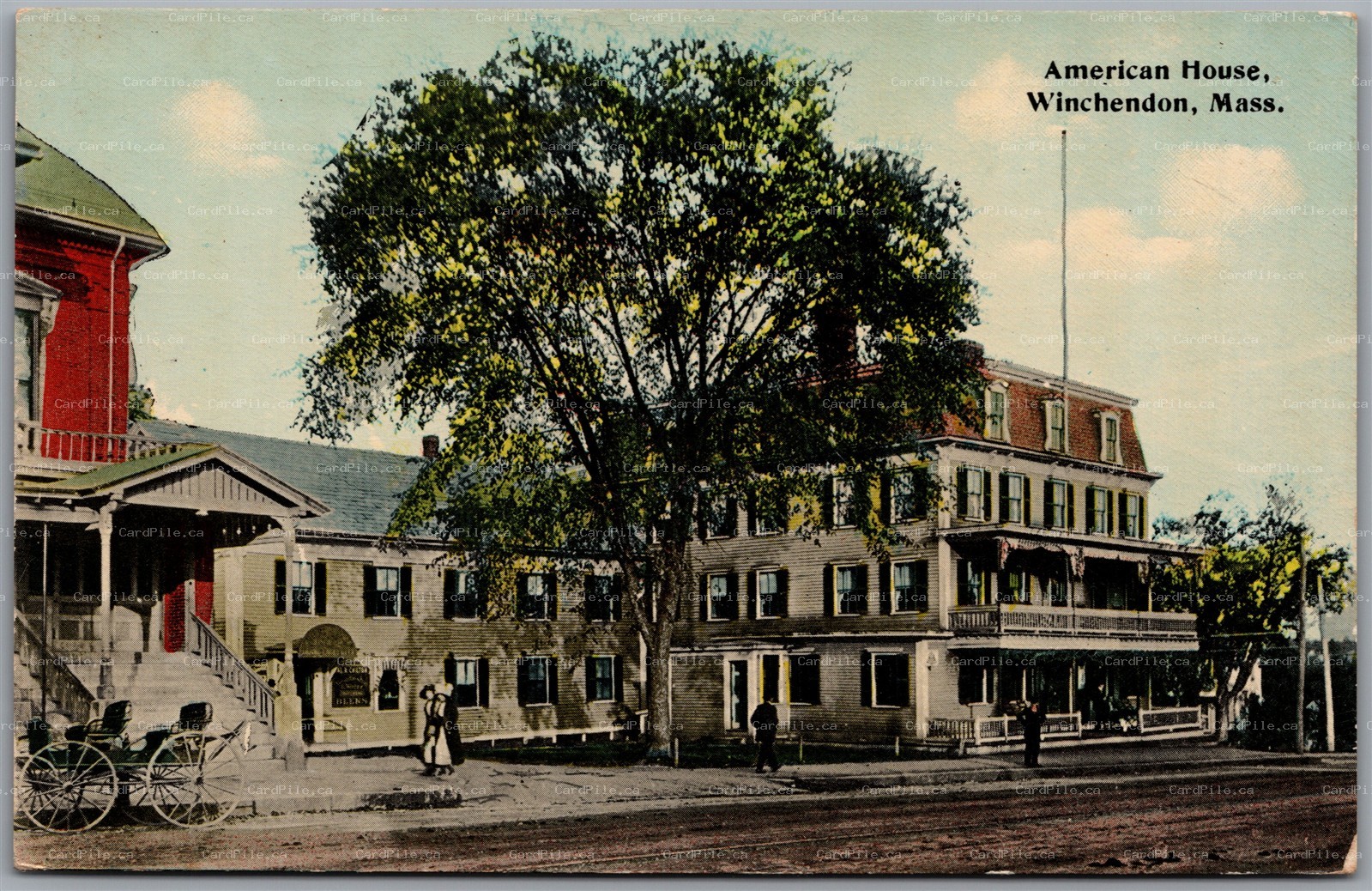 Postcard Winchendon Massachusetts American House Hotel Worcester County