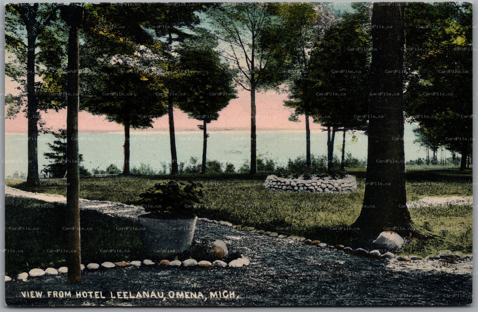 Postcard Omena Michigan View from Hotel Leelanau