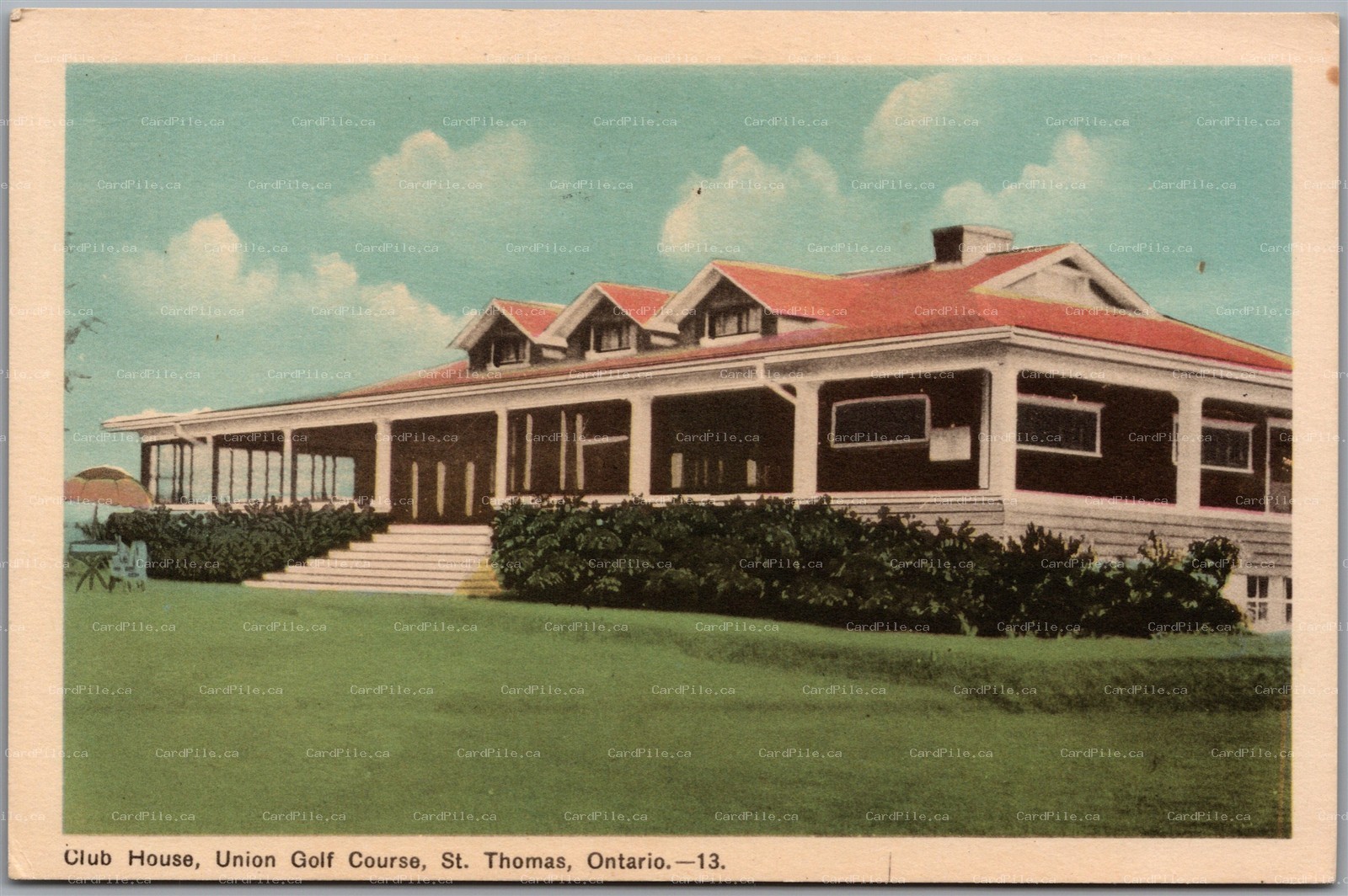 Postcard St. Thomas Ontario Club House Union Golf Course Elgin County PECo