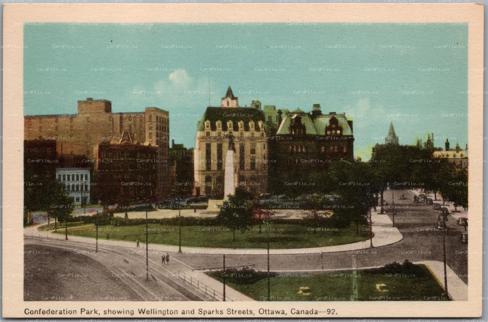 Postcard Ottawa Ontario Confederation Park Wellington and Sparks Streets PECo