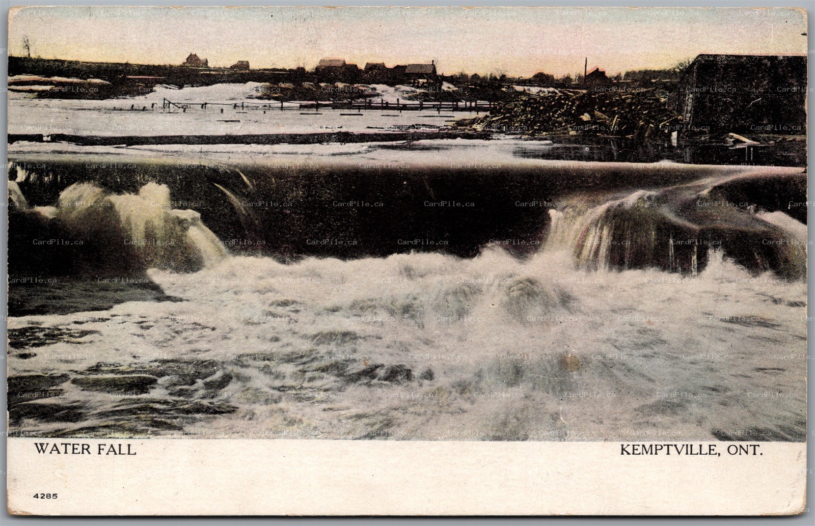 Postcard Kemptville Ontario Waterfall c1907 Leeds and Grenville by Warwick