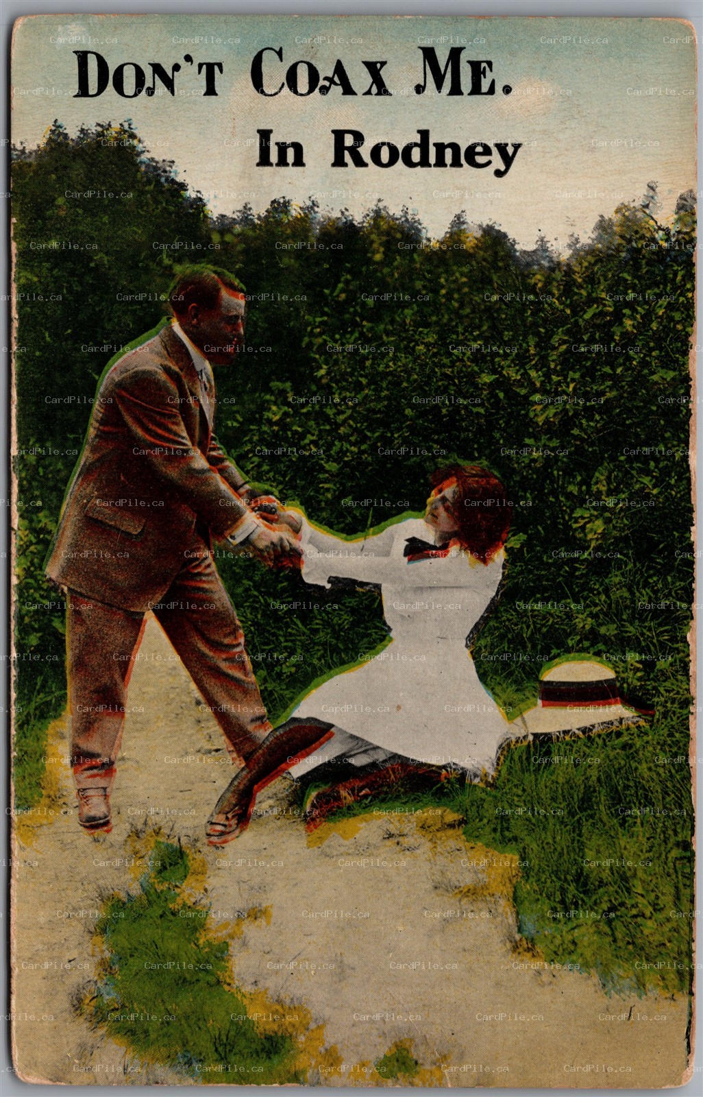 Postcard c1917 Humor Rodney Ontario Don't Coax Me to Ridgetown ONT
