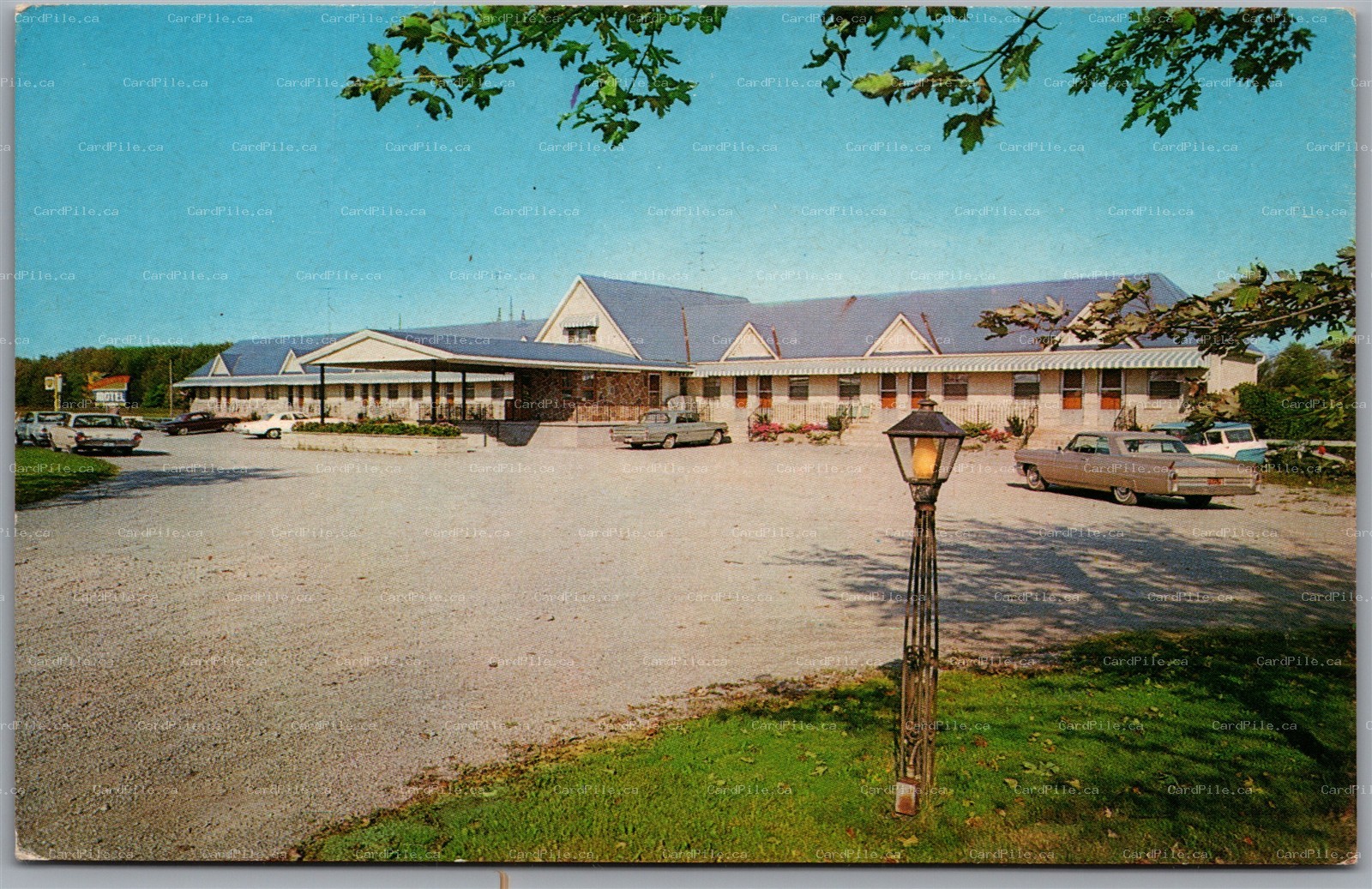 Postcard Welland Ontario Sportsmen’s Motel Old Cars Milton & Thelma Faris