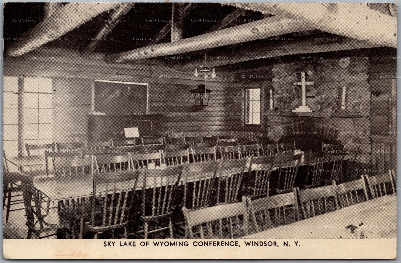Postcard Windsor NY 1959 Sky Lake of Wyoming Conference East Shore Dining Room