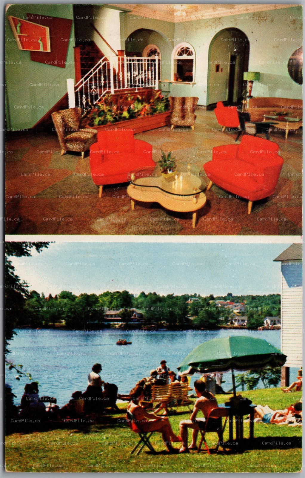 Postcard Kauneonga Lake New York The Kenmore Hotel Dual View Sullivan County