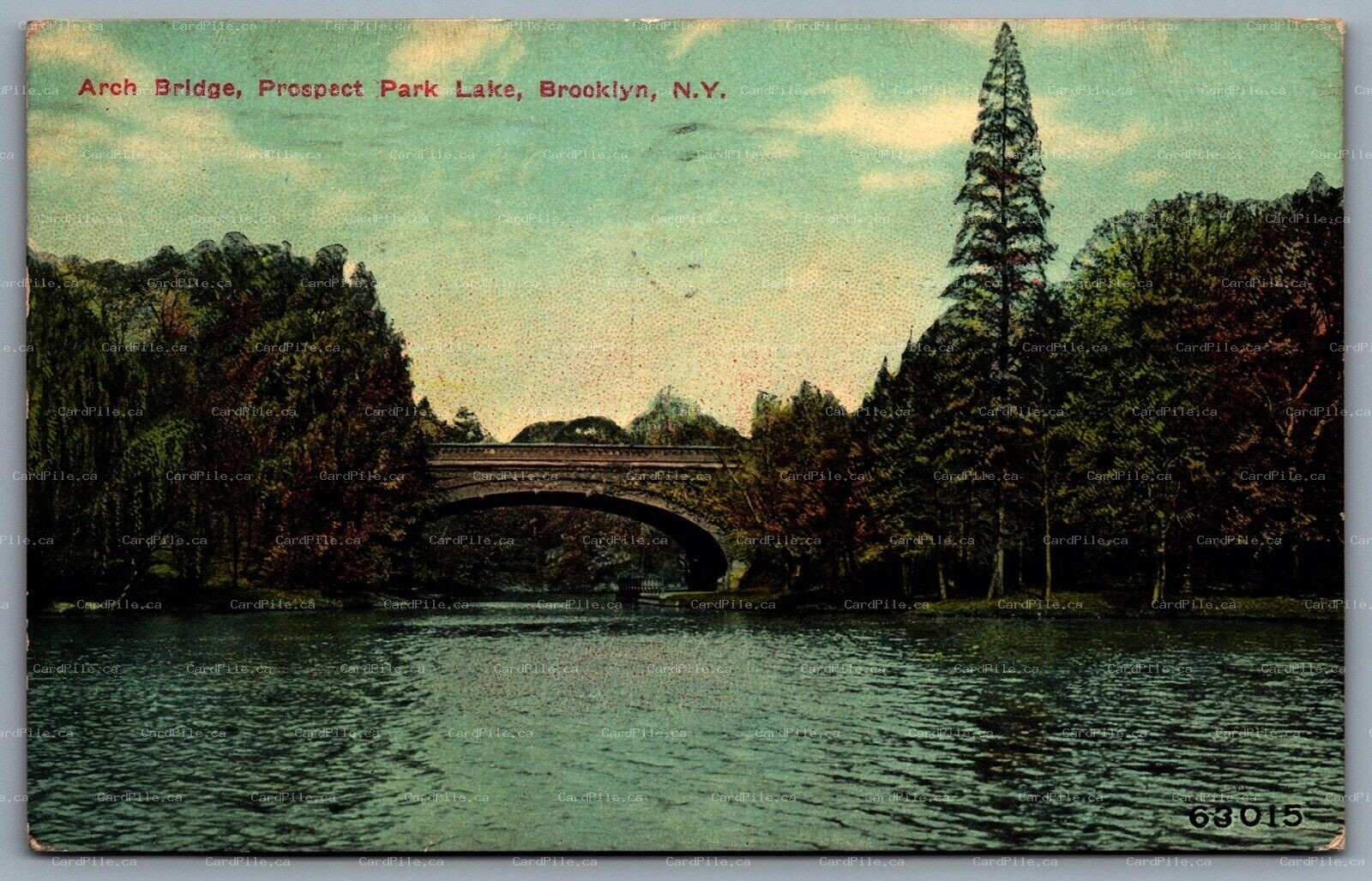 Postcard Brooklyn NY c1911 Arch Bridge Prospect Park Lake CDS Machine Cancel