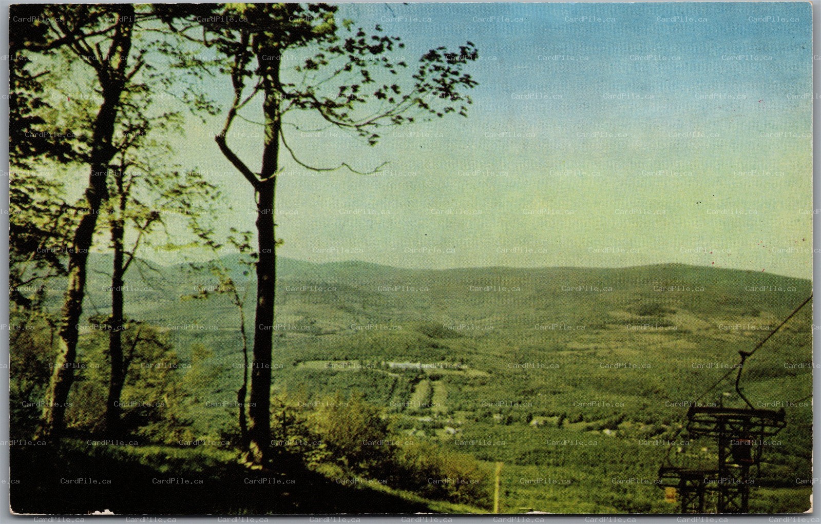 Postcard Catskill Mountains New York Belleayre Mountain Ski Center Chair Lift