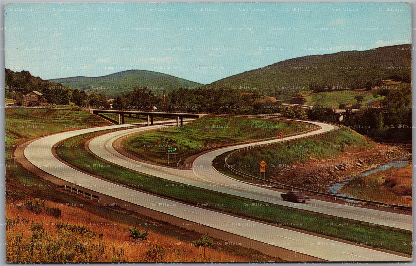Postcard Route 17 Highway New York Catskill Mountains Scenic View