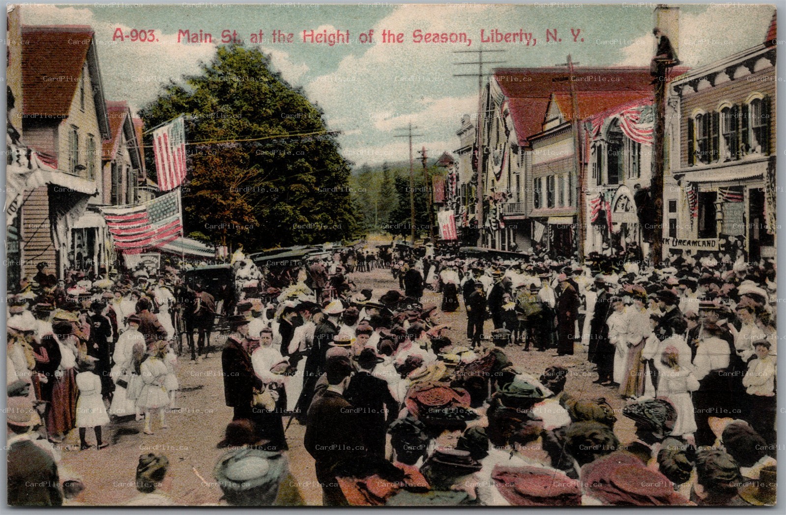 Postcard Liberty New York c1909 Main Street at the Height of the Season