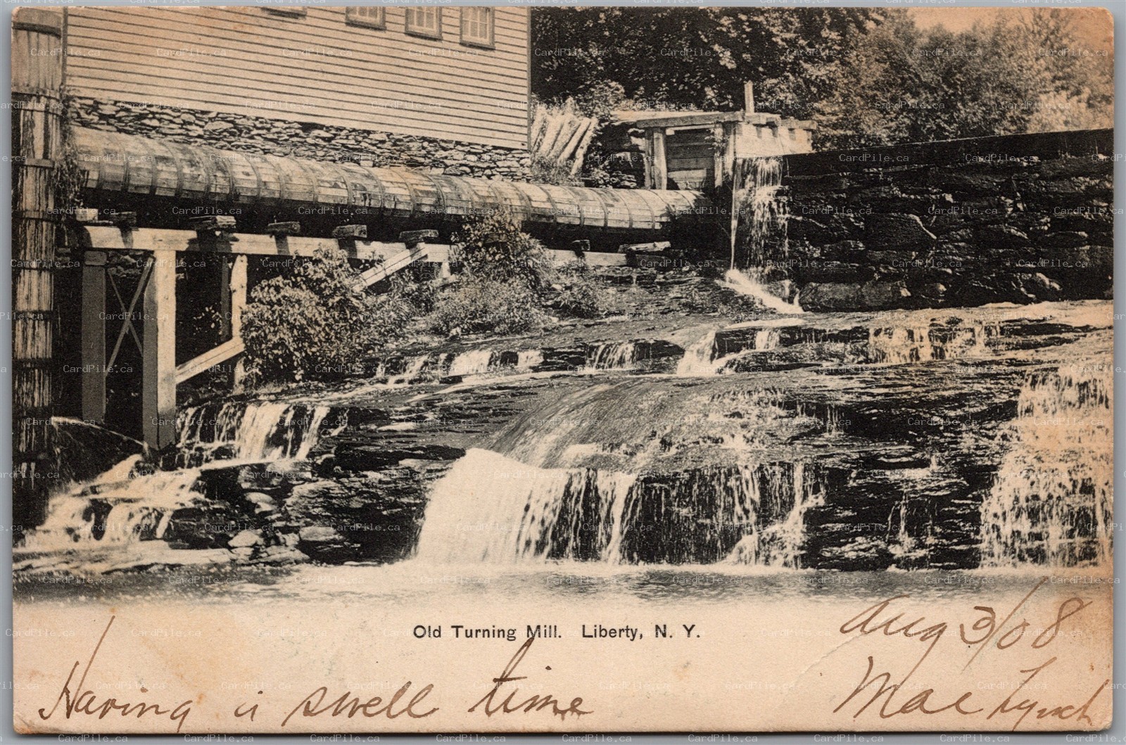 Postcard Liberty New York c1908 Old Turning Mill Sullivan County